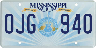 MS license plate OJG940