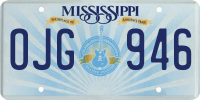 MS license plate OJG946
