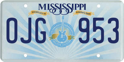 MS license plate OJG953