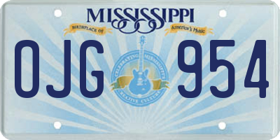 MS license plate OJG954