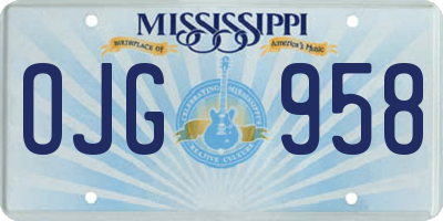 MS license plate OJG958