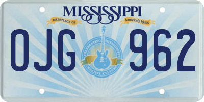 MS license plate OJG962