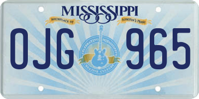 MS license plate OJG965