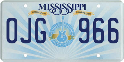 MS license plate OJG966