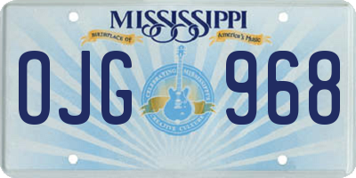 MS license plate OJG968