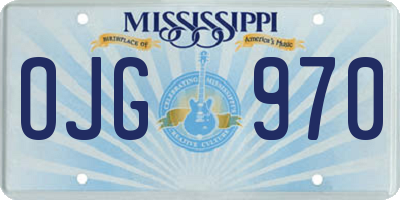 MS license plate OJG970