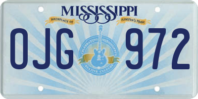 MS license plate OJG972