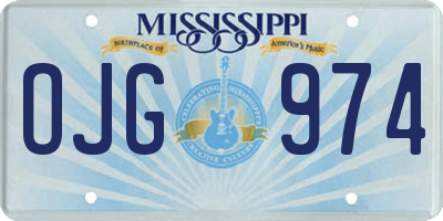 MS license plate OJG974