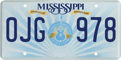 MS license plate OJG978