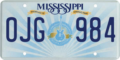 MS license plate OJG984