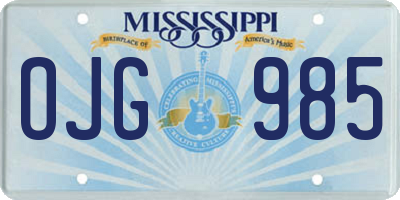 MS license plate OJG985