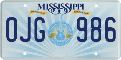 MS license plate OJG986