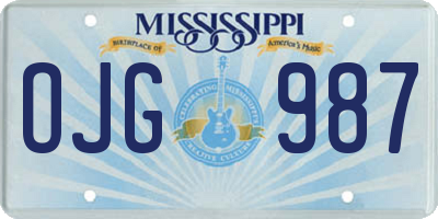 MS license plate OJG987