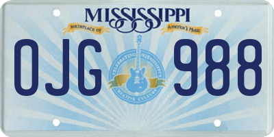 MS license plate OJG988