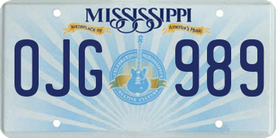 MS license plate OJG989