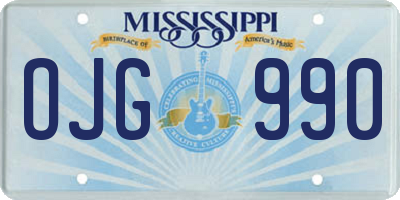MS license plate OJG990