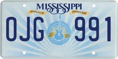 MS license plate OJG991