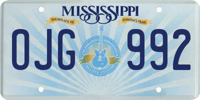 MS license plate OJG992