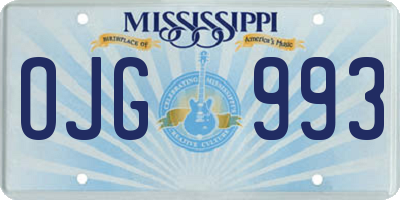 MS license plate OJG993