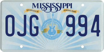MS license plate OJG994