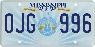 MS license plate OJG996