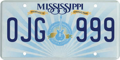 MS license plate OJG999