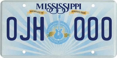 MS license plate OJH000