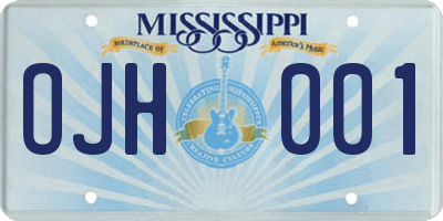 MS license plate OJH001