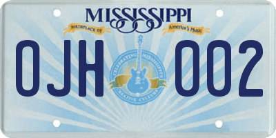 MS license plate OJH002