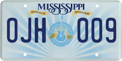 MS license plate OJH009