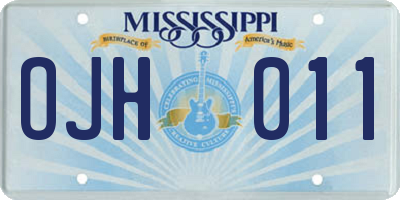 MS license plate OJH011