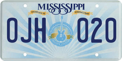 MS license plate OJH020