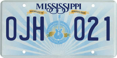 MS license plate OJH021