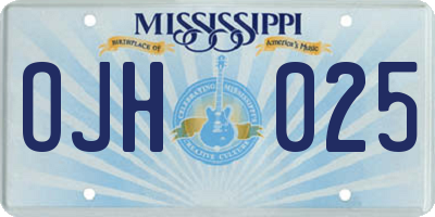 MS license plate OJH025