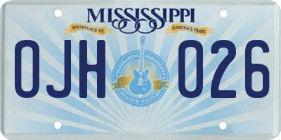 MS license plate OJH026