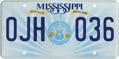 MS license plate OJH036