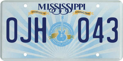 MS license plate OJH043