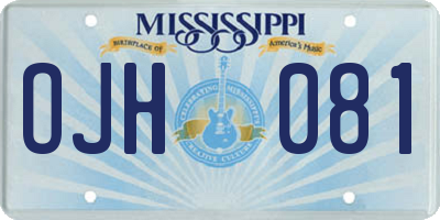 MS license plate OJH081