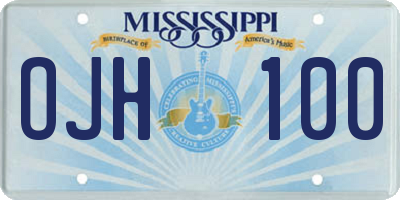 MS license plate OJH100
