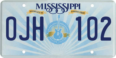 MS license plate OJH102