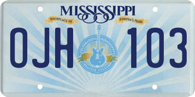 MS license plate OJH103