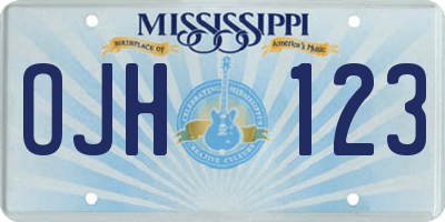 MS license plate OJH123