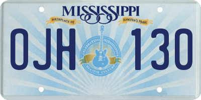 MS license plate OJH130