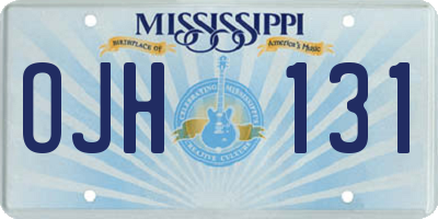 MS license plate OJH131