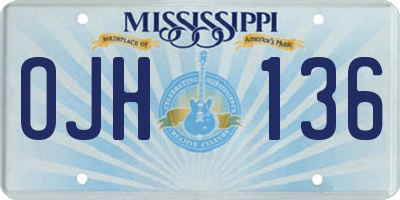 MS license plate OJH136