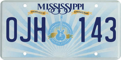 MS license plate OJH143