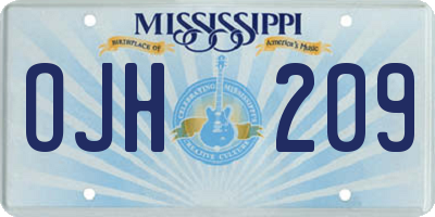 MS license plate OJH209