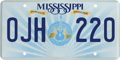 MS license plate OJH220