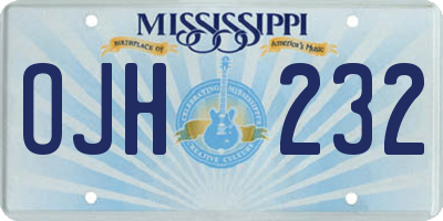 MS license plate OJH232