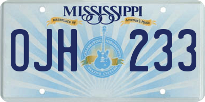 MS license plate OJH233